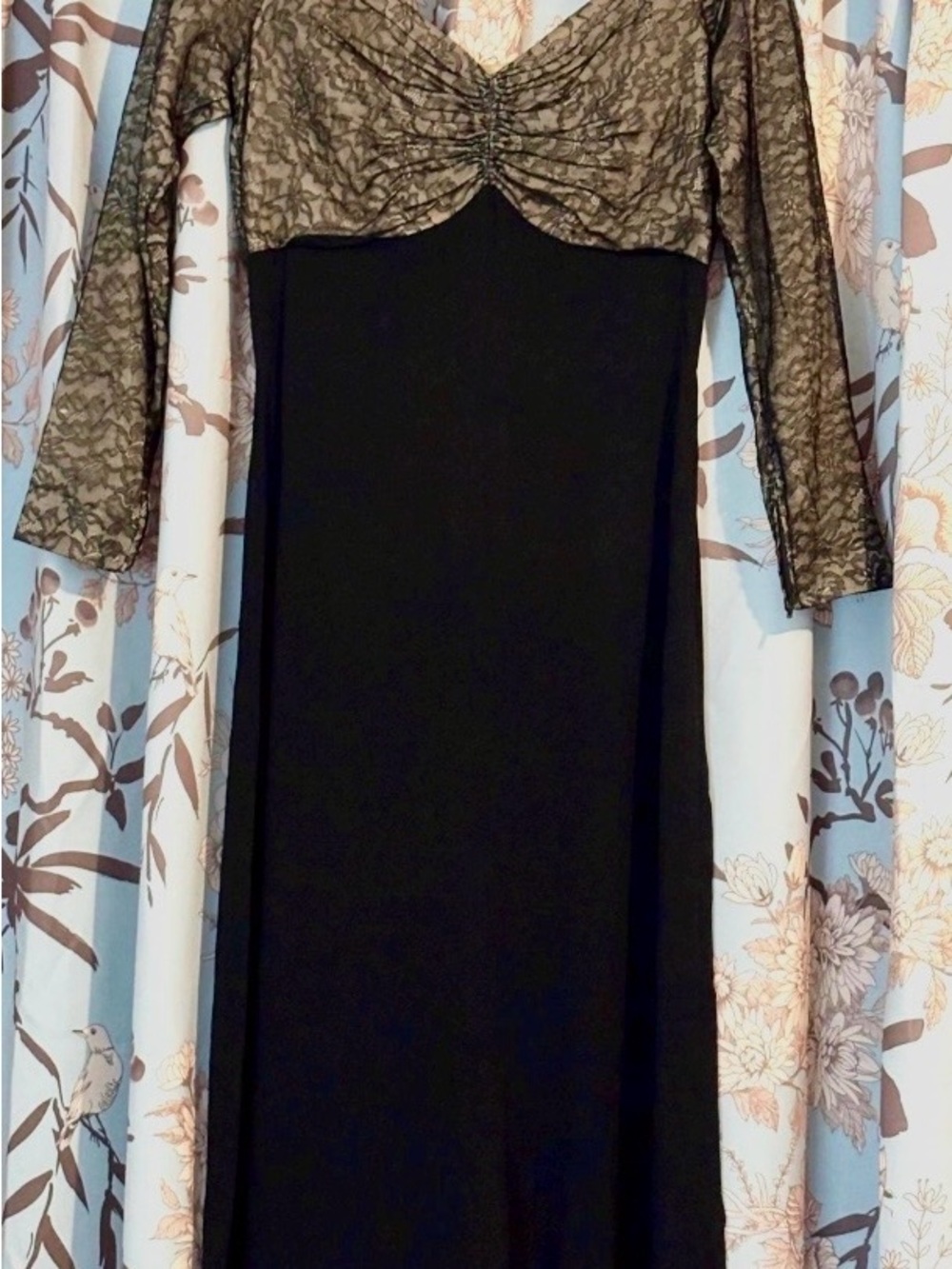 Vintage 50s Pinup Black Tan & Lace Fit & Flare Sweetheart Empire Waist XS/SM